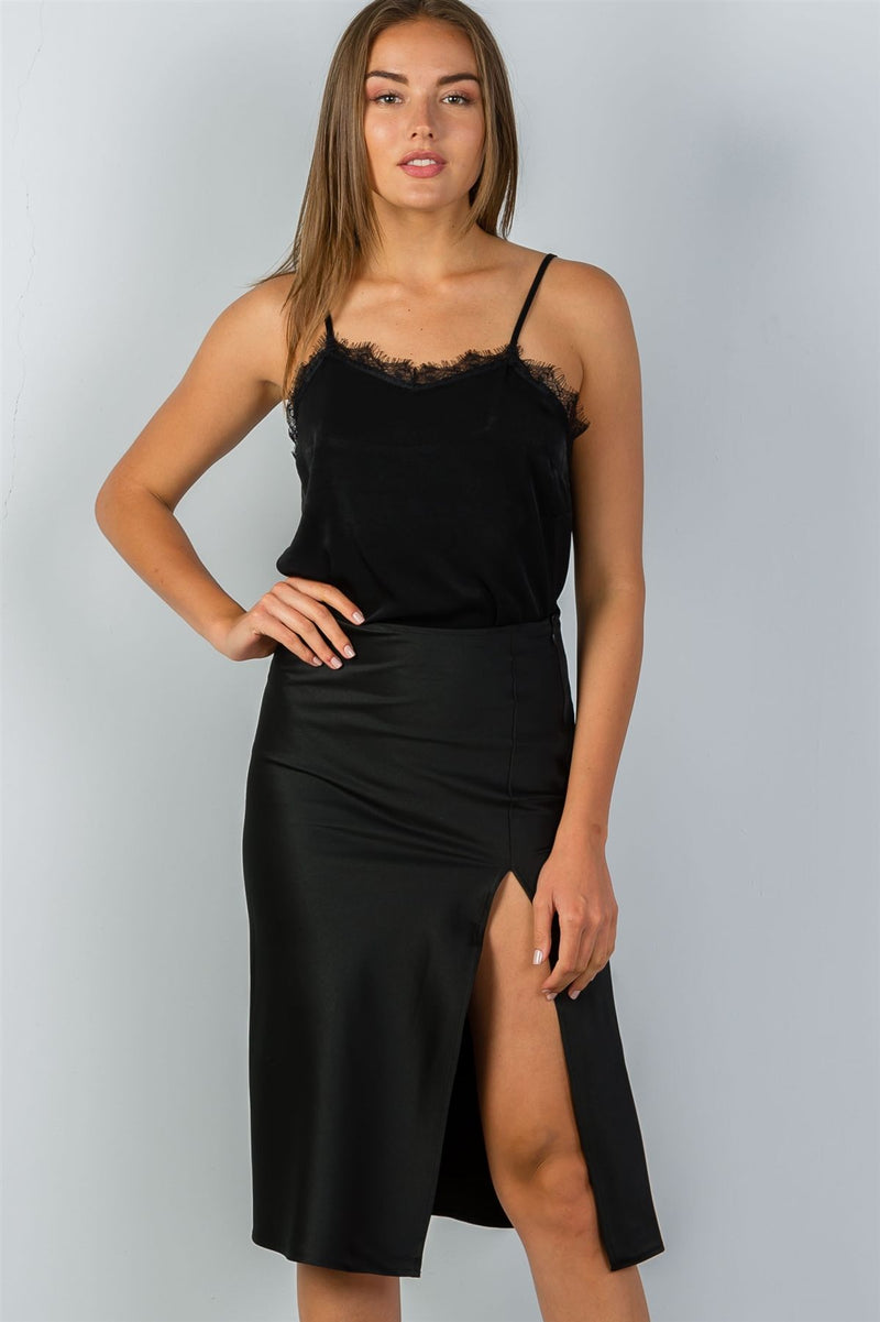 Ladies fashion side slit midi skirt