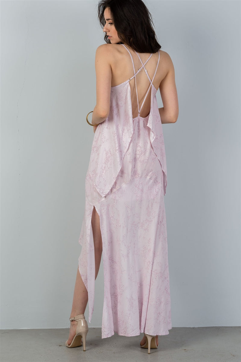 Ladies fashion mauve strappy-low back maxi dress