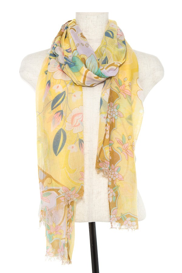 Floral pattern oblong scarf