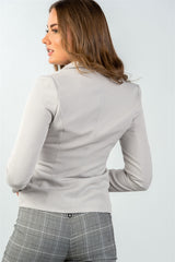 Ladies fashion grey double button down classic solid blazer