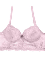Ladies floral overlay long line bra w/underwire