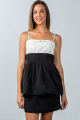 Ladies fashion white and black colorblock mini dress
