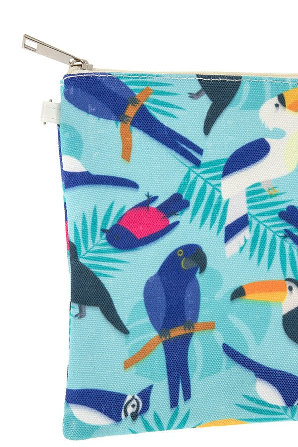 Ladies fashion mix bird print clutch bag