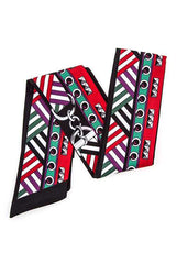 Multi functional mix print skinny lonf scarf