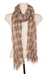 Squared pattern fringe end oblong scarf