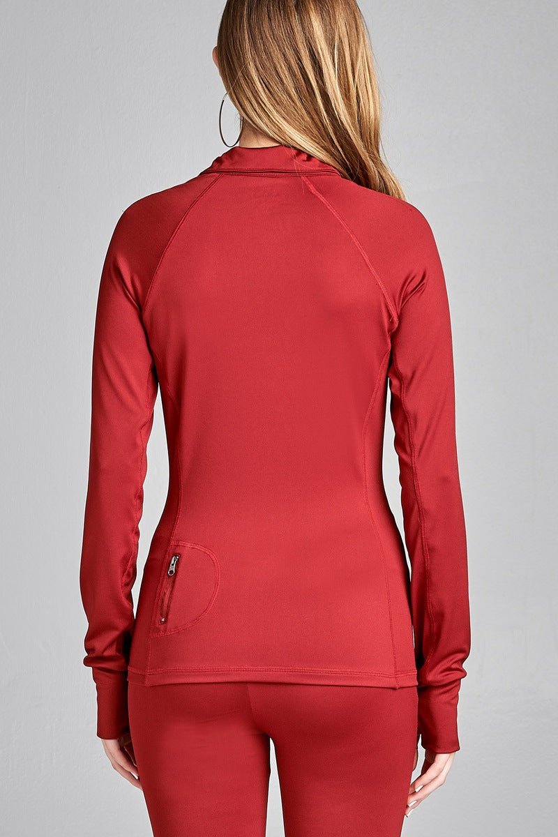 Ladies fashion solid track jacket
