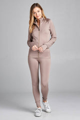 Ladies fashion solid track jacket