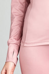 Ladies fashion solid track jacket