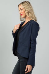 Ladies fashion navy open front blazer