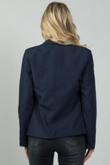 Ladies fashion navy open front blazer