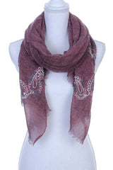 Sheer embroidered oblong scarf