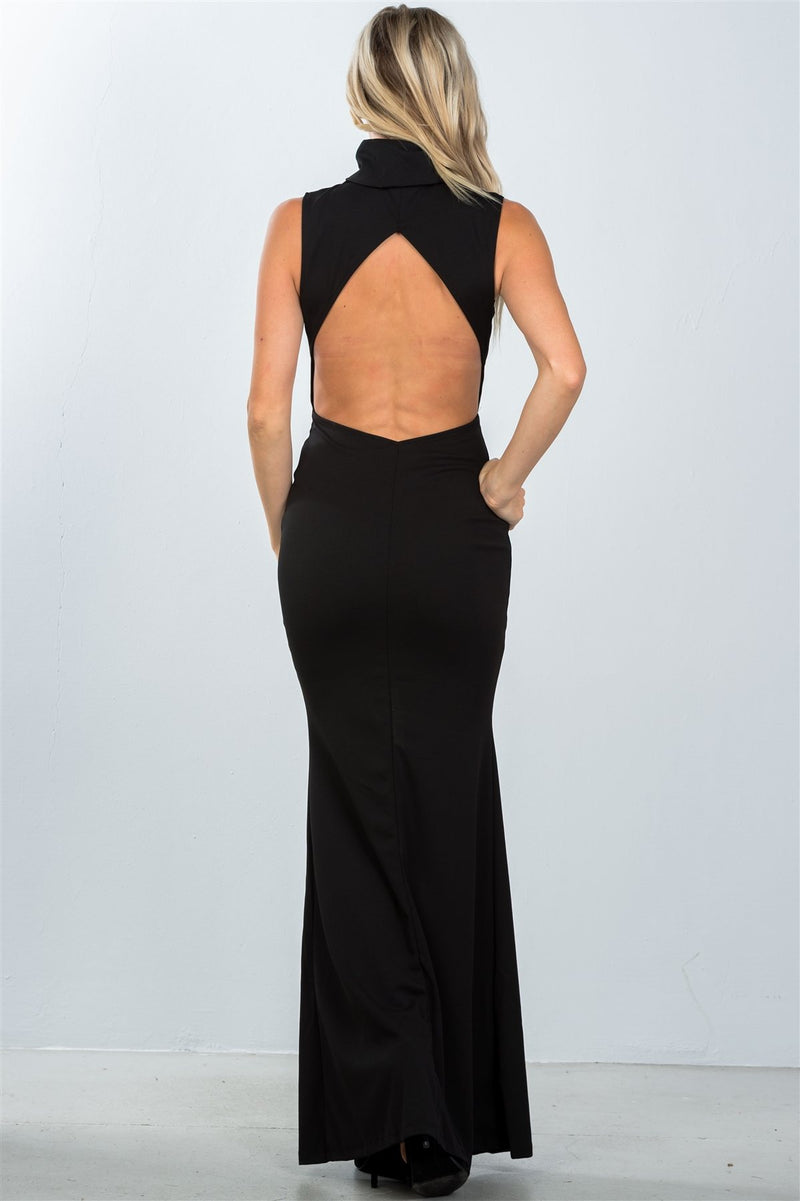 Ladies fashion zipper statement turtleneck maxi dress