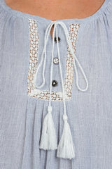 Ladies fashion tassel-tie boho shift dress