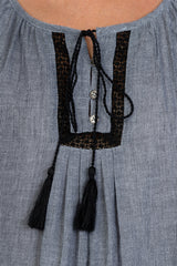 Ladies fashion tassel-tie boho shift dress