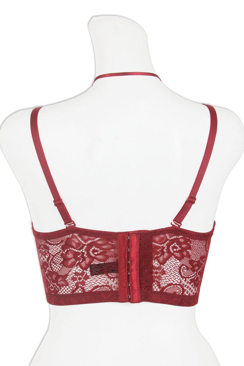 Multi-way strap long line lace bra w/underwire