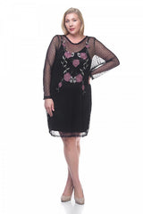 Ladies fashion plus size mesh midi dress