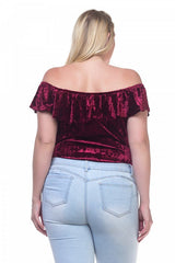 Ladies fashion plus size velvet bodysuit