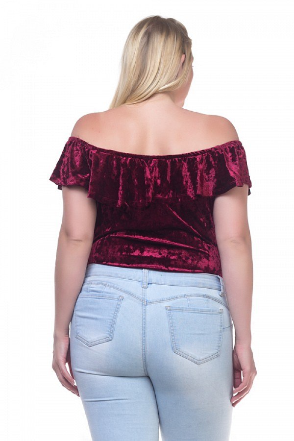 Ladies fashion plus size velvet bodysuit
