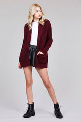 Ladies fashion plus size dolmen sleeve open front surplice back construction sweater cardigan