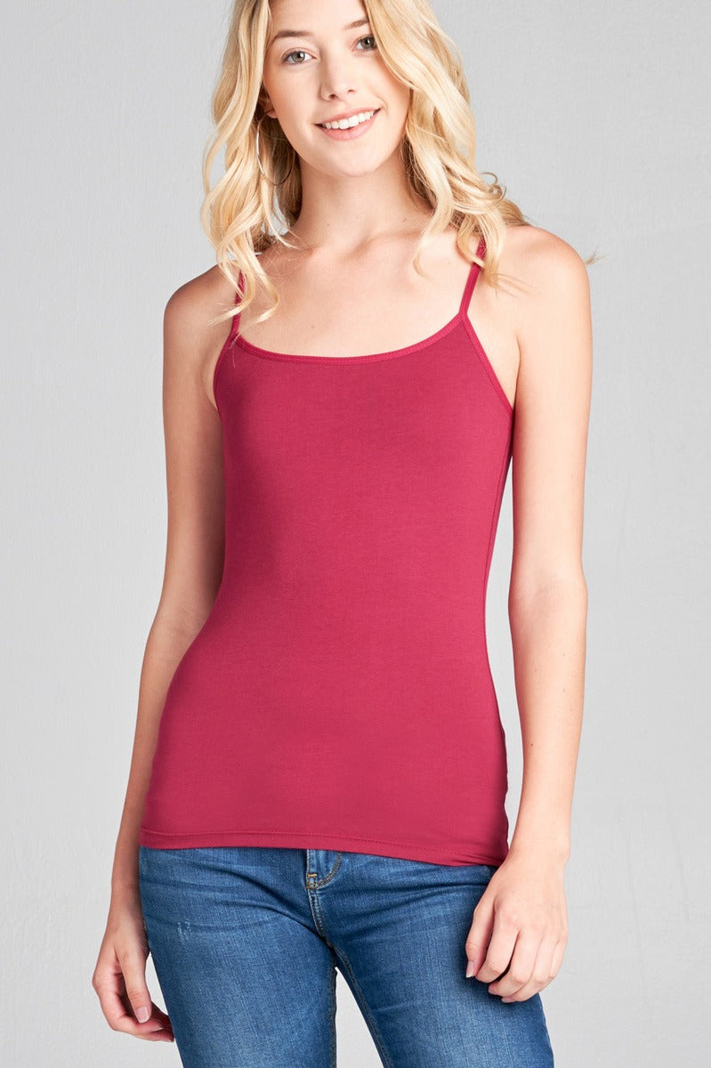 Cropped Cami Tank W/ Adjustable Spaghetti Straps