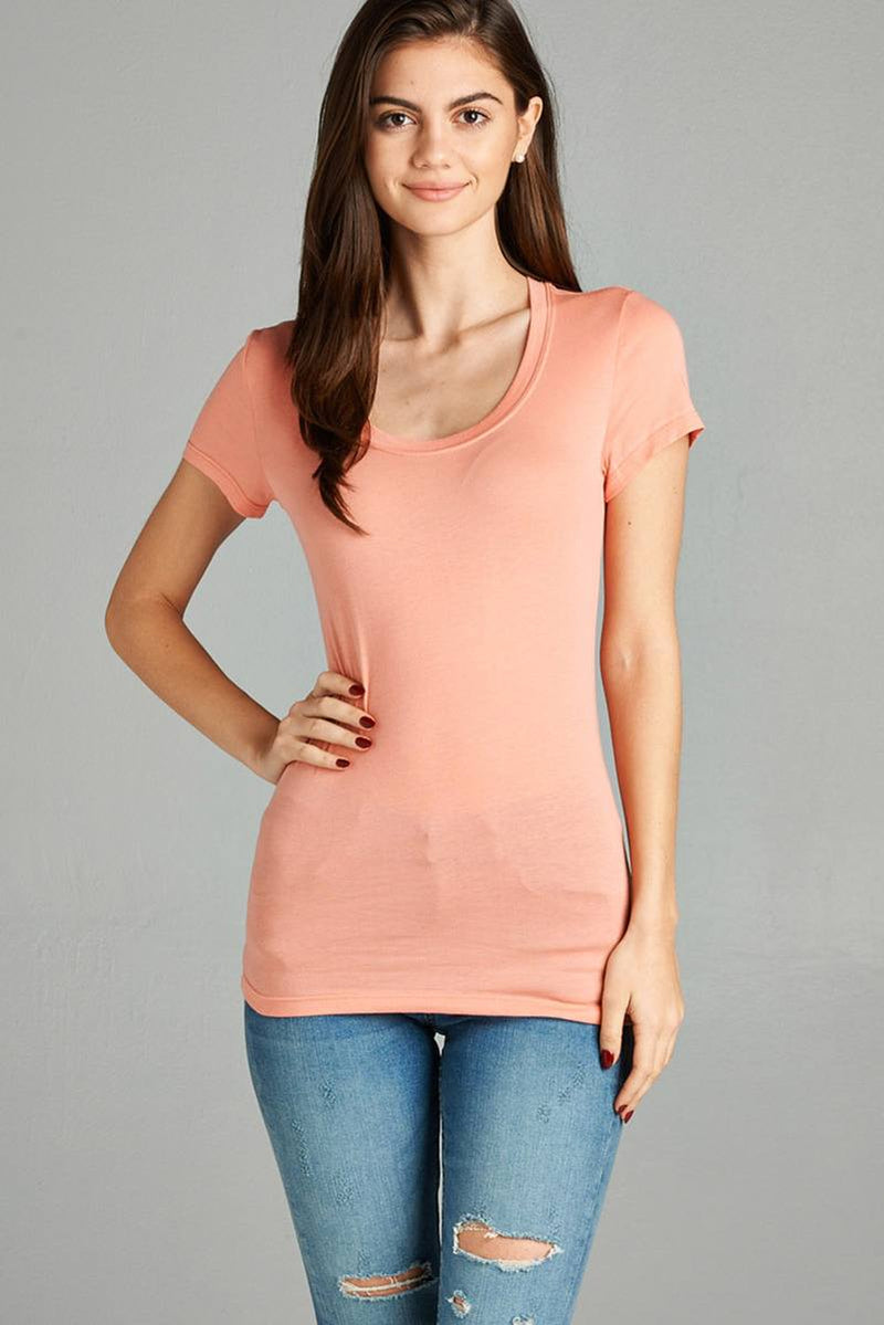 Basic Short Sleeve Scoop-neck Tee