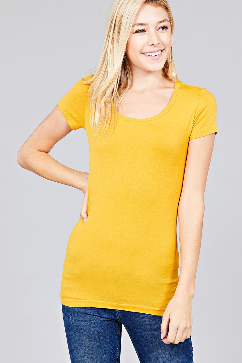 Basic Short Sleeve Scoop-neck Tee