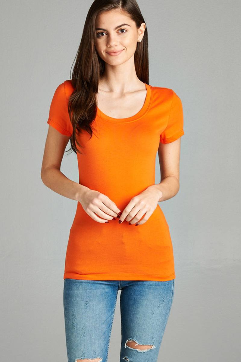 Basic Short Sleeve Scoop-neck Tee