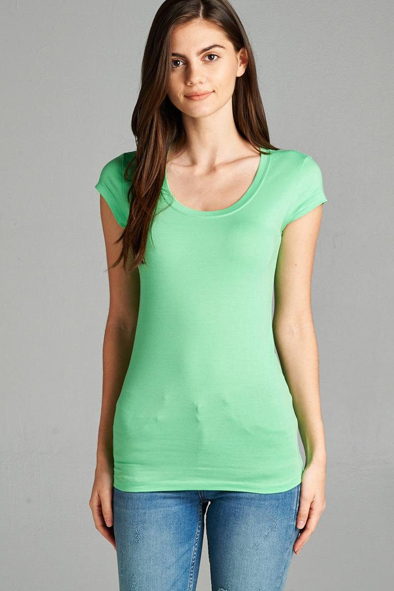 Basic Short Sleeve Scoop-neck Tee