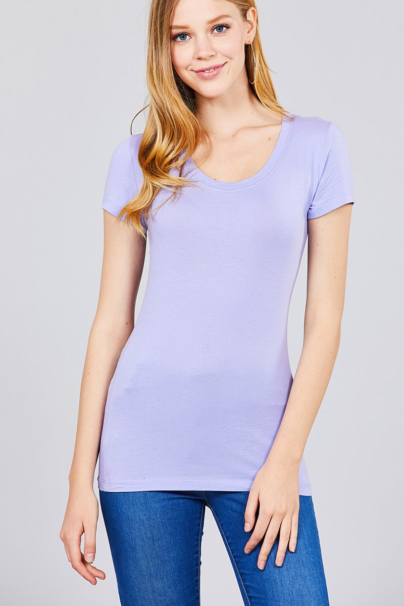 Basic Short Sleeve Scoop-neck Tee