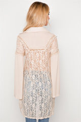 Combo Lace Bell Sleeve Tunic Top