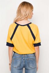 Dolmen Sleeve Ribbed Cropped Top
