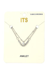 Rhinestone Metal Bead Anklet