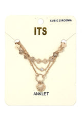 Seashell Charm Metal Layered Anklet