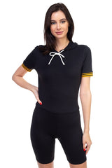 Stripe Band Top & Biker Shorts Set