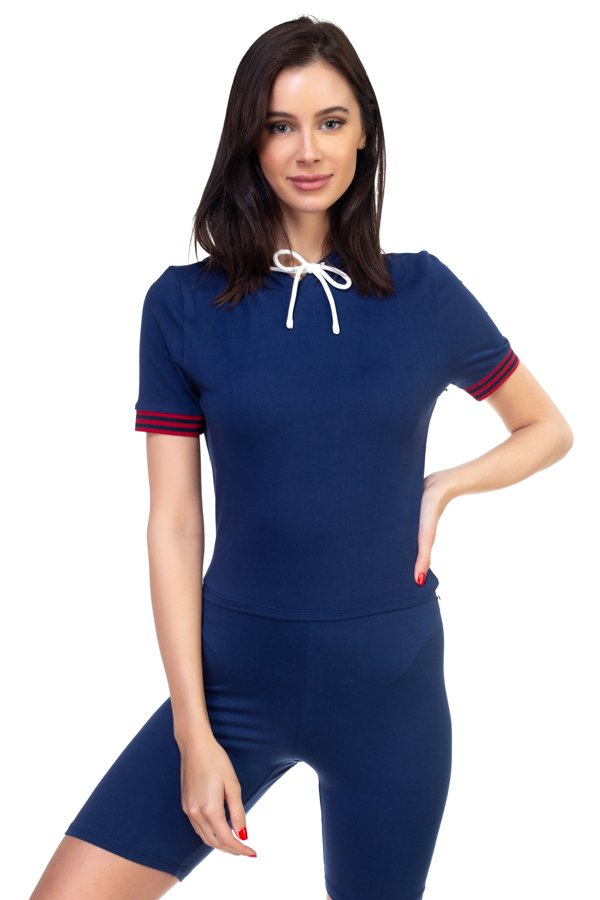 Stripe Band Top & Biker Shorts Set