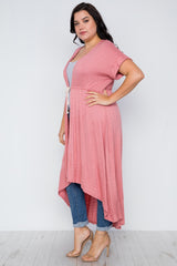 Plus Size Basic High Low Cardigan Cover Up