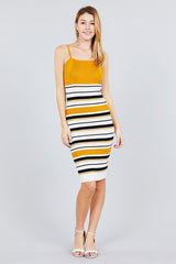 Straight Neck Multi Stripe Cami Mini Sweater Dress