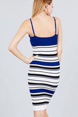 Straight Neck Multi Stripe Cami Mini Sweater Dress