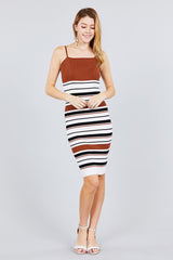 Straight Neck Multi Stripe Cami Mini Sweater Dress