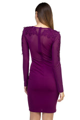 Long Sleeve Floral Mesh Dress