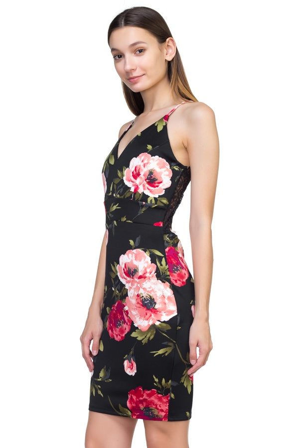 Lace Floral Mini Dress