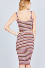 Double Scoop Neck Crop Top Pencil Midi Skirt