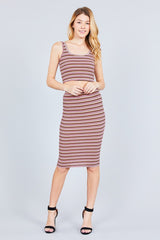 Double Scoop Neck Crop Top Pencil Midi Skirt