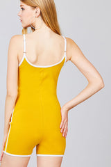 Contrast Binding Cotton Spandex Romper