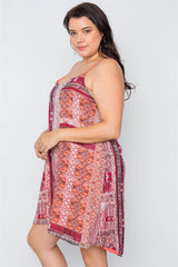 Plus Size Multi Coral Cami Slip Mini Dress