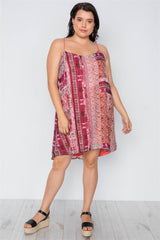 Plus Size Multi Coral Cami Slip Mini Dress
