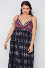 Plus Size Multi Black Paisley Print Maxi Boho Dress