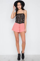 Mid-rise Light Crinkled Self Tie Shorts