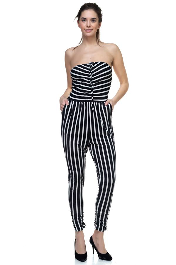 Stripe Tube Top Jumpsuit