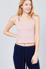 Double Scoop Neck Rib Tank Top